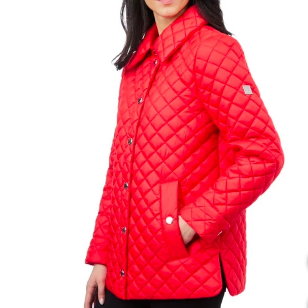 BNWT ANNE KLEIN SPRING LIGHTWEIGHT QUILTED JACKET WITH SILVER TRIM